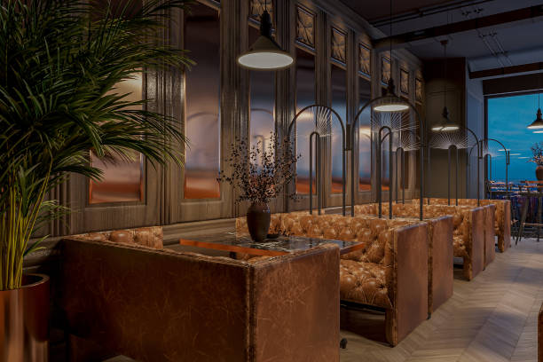 istock Vintage brown loft interior of restaurant 2157248690