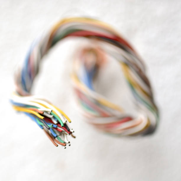 Macro shot of a colored wiring harness