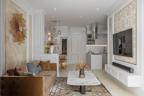 istock Well decoration and interior in a luxurious house. 3d rendering 2157249229