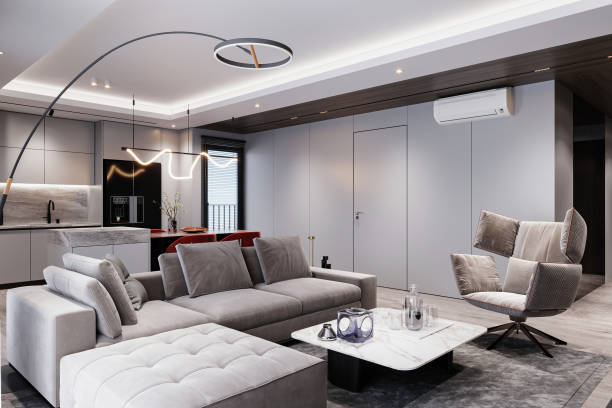 istock Modern living room design decorated in white tones 2157249412