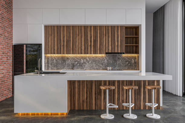 istock A culinary masterpiece with a sleek marble backsplash and minimalist cabinetry. 2157251606