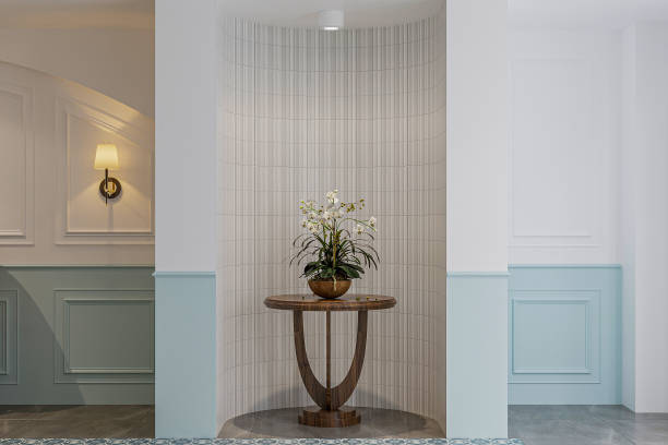 istock sophistic interior design with white and blue color paint on an arch wall, modern antic piece shop 2157251665