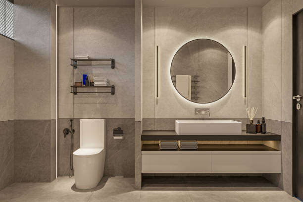 istock Contemporary bathrooms fully embrace the latest in technology, 2157251876
