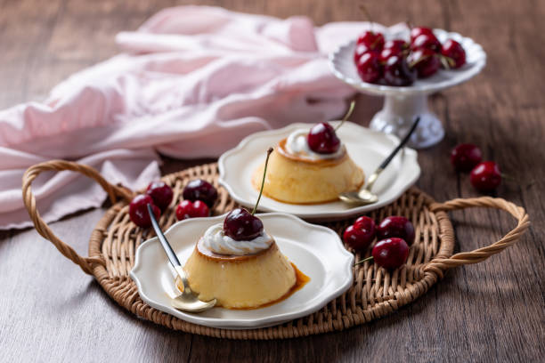 istock Flan with whipped cream and cherry 2157252052