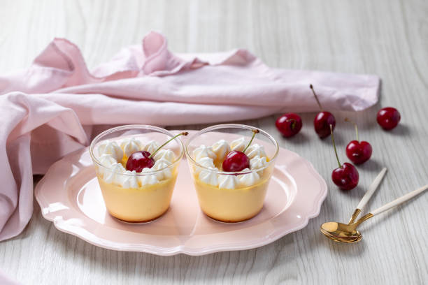 istock Flan with whipped cream and cherry 2157252063