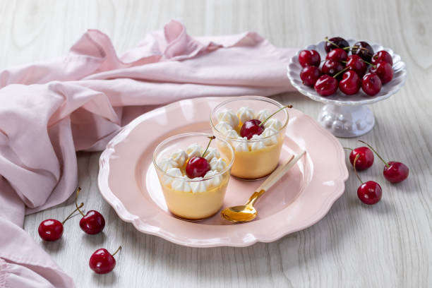 istock Flan with whipped cream and cherry 2157252066