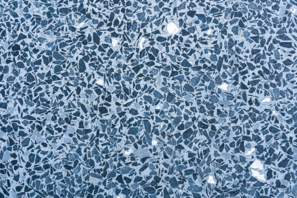 Top view of blue terrazzo floor pattern background.