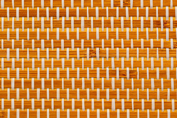 Closeup of seamless beautiful empty brown woven mat pattern wallpaper as background.