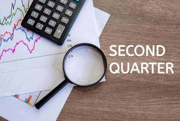 istock Top view image of text SECOND QUARTER on office desk. 2157258156
