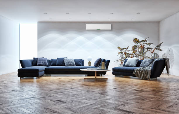 istock modern bright interiors room with air conditioning and remote control illustration 3D rendering 2157259355