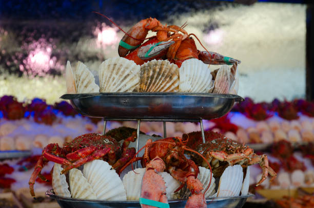 various raw seafood ingredient