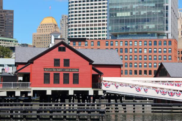 Boston City Downtown Skyline with Skyscrapers and Landmark Buildings at the Historic Financial Business District in Massachusetts, USA