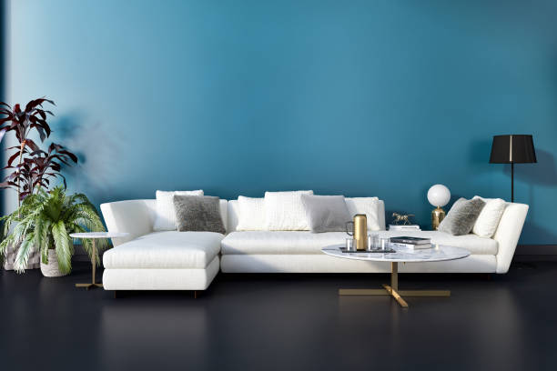 istock Large luxury modern bright interiors Living room mockup illustration 3D rendering image 2157263200