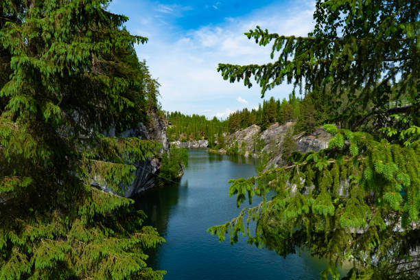 istock Serene Pine Forest Landscape with Crystal Clear Lake 2157263461
