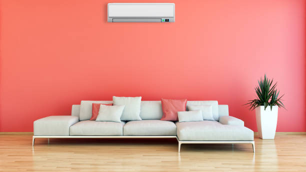 istock modern bright interiors room with air conditioning and remote control illustration 3D rendering 2157265359