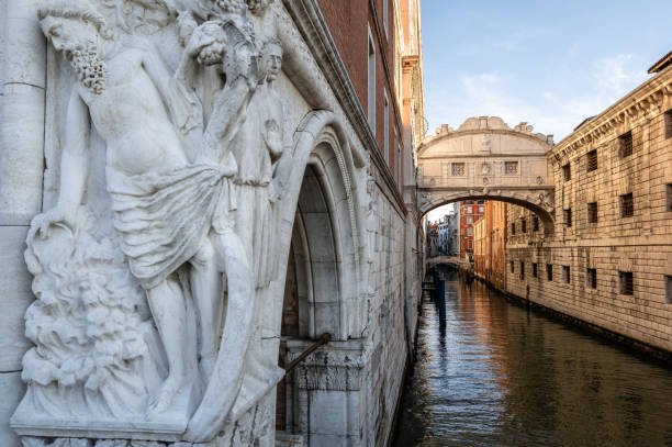 View of the famous Bridge of Sighs in the city of Venice in Italy