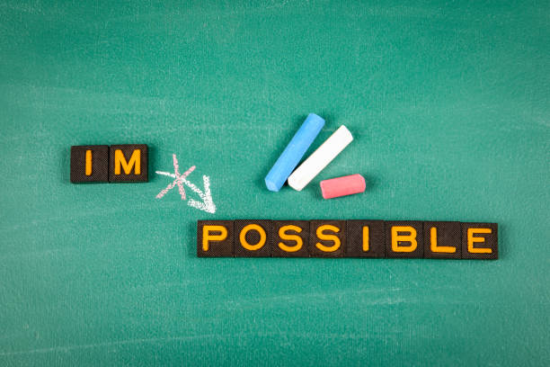 istock Possible Concept. Old letter tiles on a green chalkboard background 2157266304