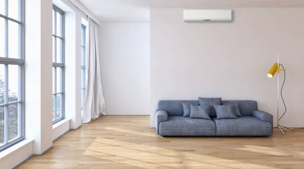 istock modern bright interiors room with air conditioning and remote control illustration 3D rendering 2157266380