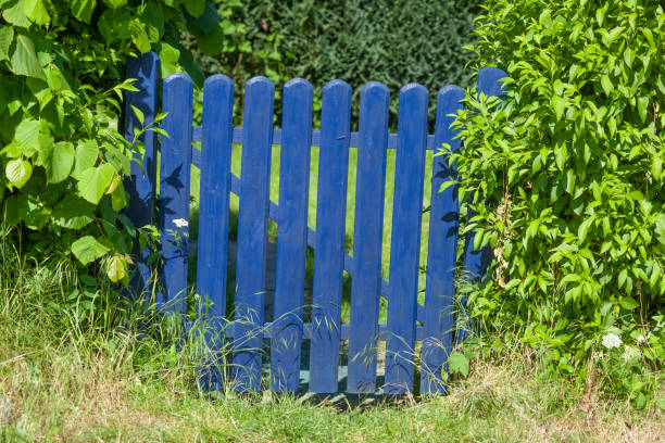 istock Blue wooden garden gate 2157266651