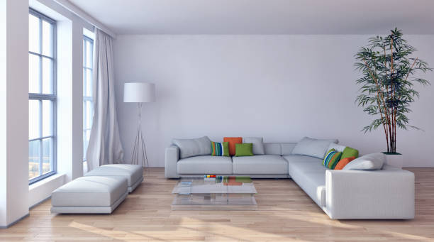 istock Large luxury modern bright interiors Living room mockup illustration 3D rendering image 2157267012