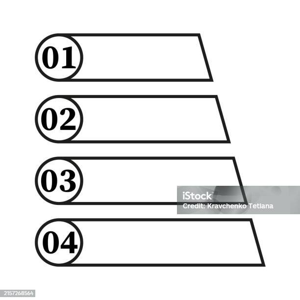 Numbered List Design Four Sections Black And White Vector Simple Layout ...