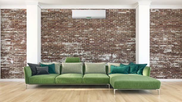 istock modern bright interiors room with air conditioning and remote control illustration 3D rendering 2157271304