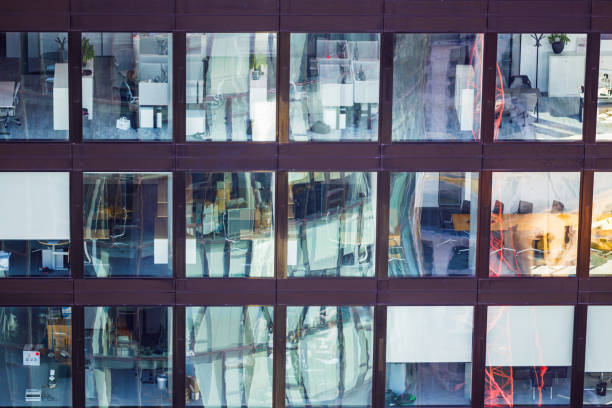 istock Office building facade windows in glass and steel, full frame 2157271900