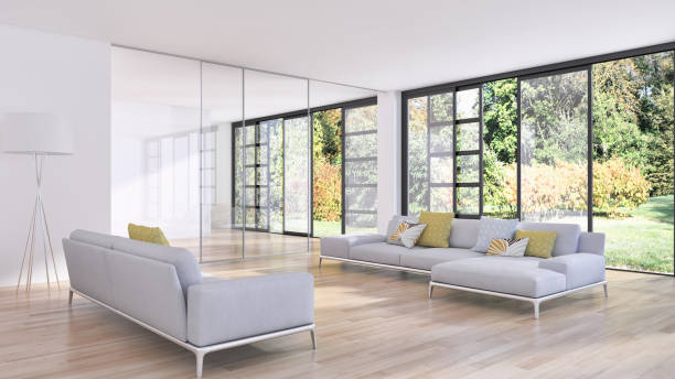 istock Large luxury modern bright interiors Living room mockup illustration 3D rendering image 2157271993