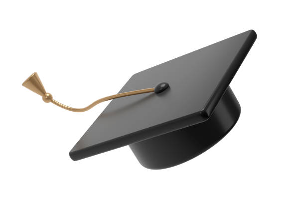 istock Graduation university or college black cap 3d icon illustration. Element for degree ceremony and educational programs design 2157277147