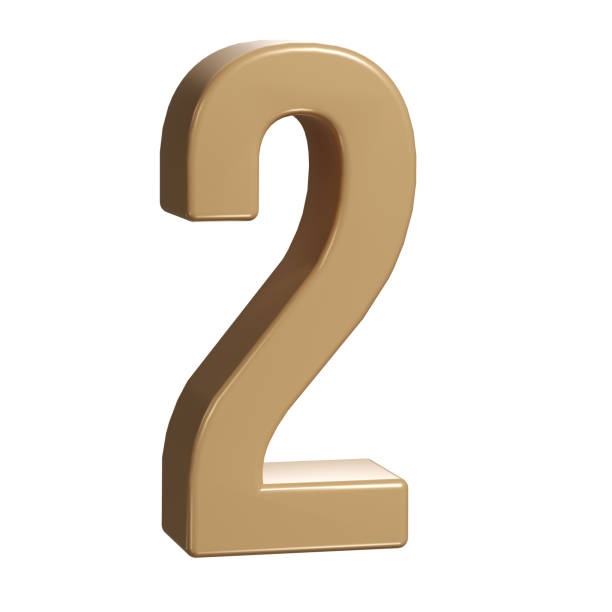 istock 3d number two 2 golden or bronze shining typography symbol or sign template, realistic illustration. Gold second digit or figure for numbering 2157277182