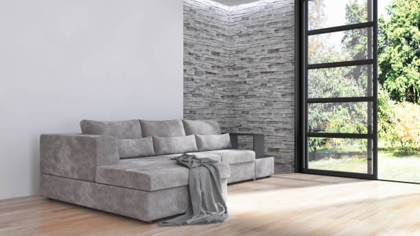 istock Large luxury modern bright interiors Living room mockup illustration 3D rendering image 2157281356