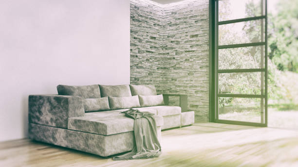 istock Large luxury modern bright interiors Living room mockup illustration 3D rendering image 2157281368