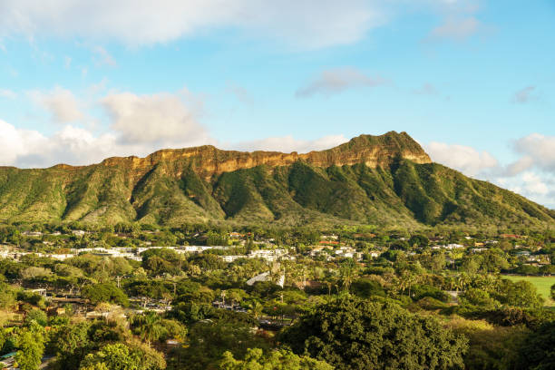istock A mountain, trees, houses under sky seen from above 2157288074