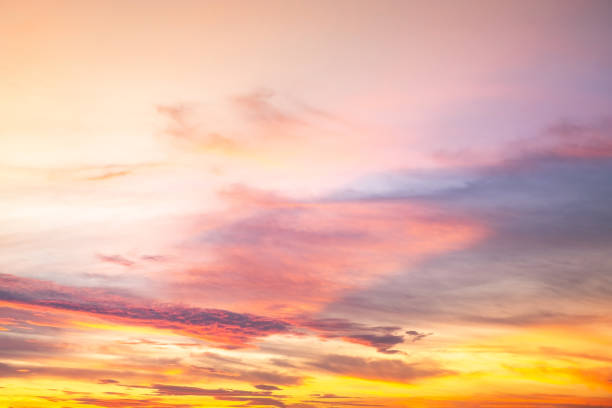 istock Beautiful , luxury soft gradient orange gold clouds and sunlight on the blue sky perfect for the background, take in everning,Twilight, Large size, high definition landscape photo 2157290796