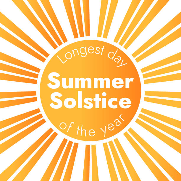 illustrazioni stock, clip art, cartoni animati e icone di tendenza di banner di sfondo del solstizio d'estate con iscrizione di testo. - solstizio-destate