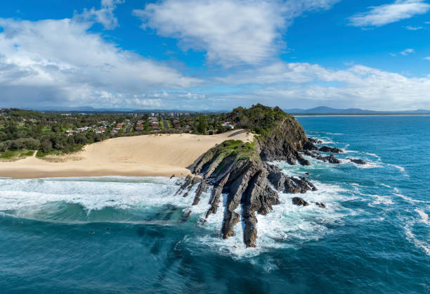istock Bennetts Head rock at One Mile Beach in Forster, Australia 2157297809