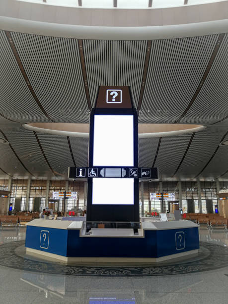 Information desk and LED electronic screen in the waiting hall