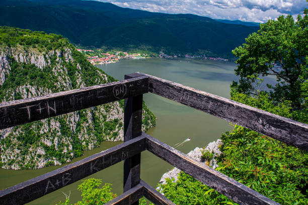 Panoramic view on the Danube in Djerdap National park, Serbian-Romanian border, from the observing point.