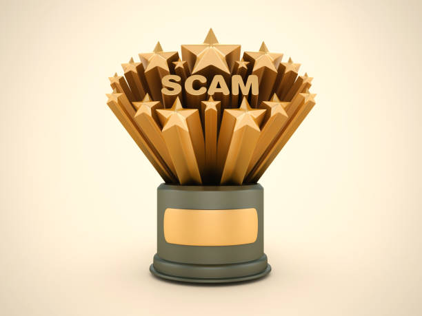 istock Gold Stars with SCAM Word on Trophy 2157303993