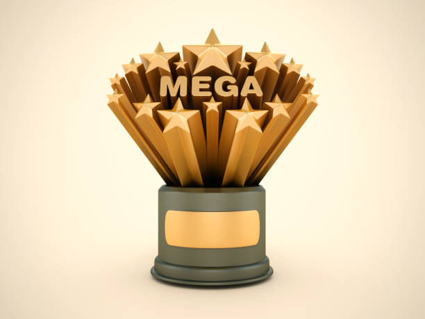 istock Gold Stars with Mega Word on Trophy 2157304002