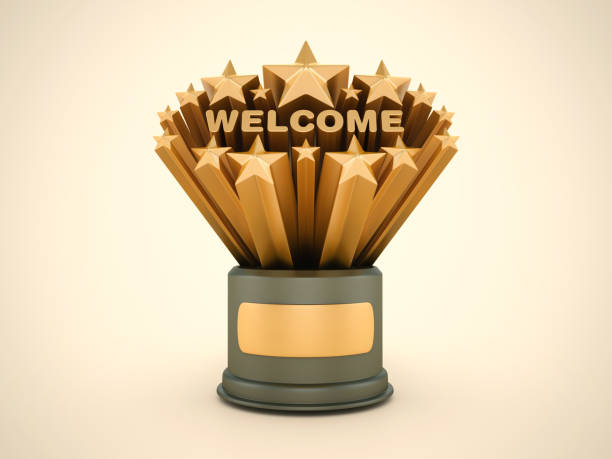 istock Gold Stars with Welcome Word on Trophy 2157304035