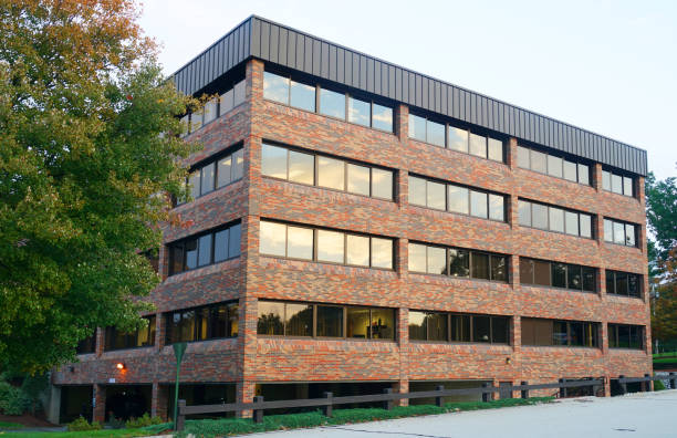 istock single office building exterior in industrial area 2157307991