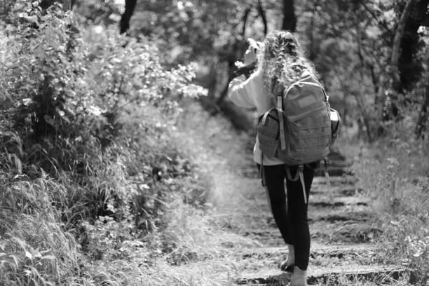 woman spending time in the forest