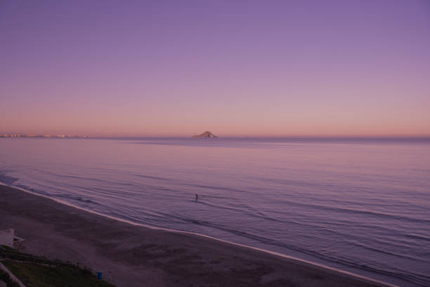 Peaceful sunset in La Manga Beach, Murcia, Spain
