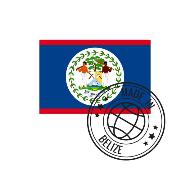istock Made in Belize badge vector. Sticker with national flag. Ink stamp isolated on white background. 2157313945