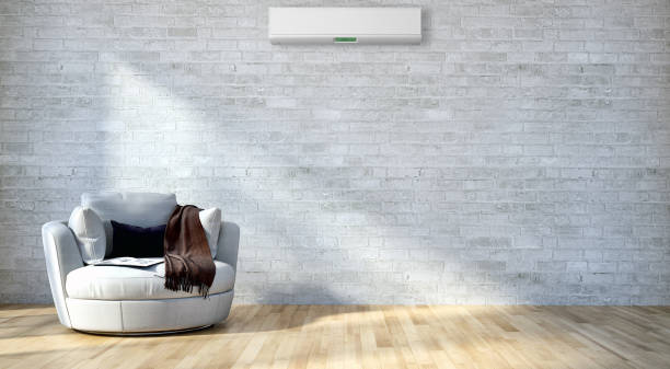 istock modern bright interiors room with air conditioning and remote control illustration 3D rendering 2157317714