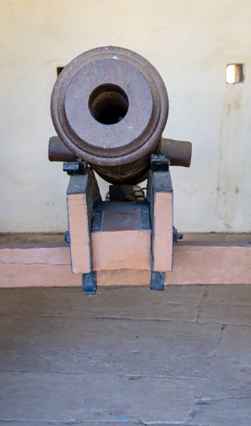 istock vintage cannon kept for ancient fort protection at morning from different angle 2157318570