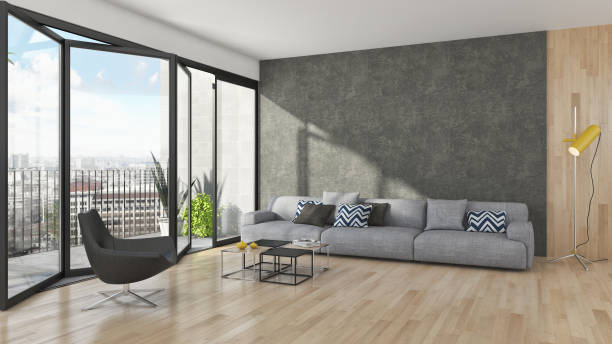 istock Large luxury modern bright interiors Living room mockup illustration 3D rendering image 2157319840
