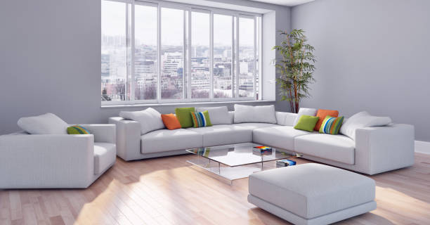istock Large luxury modern bright interiors Living room mockup illustration 3D rendering image 2157326264