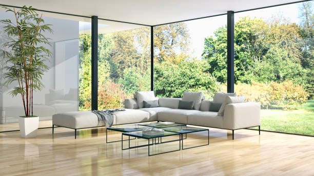 istock Large luxury modern bright interiors Living room mockup illustration 3D rendering image 2157329368